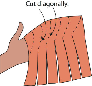 illustration showing cuts made in t-shirt fabric and dashed lines indicating where to cut to&hellip;